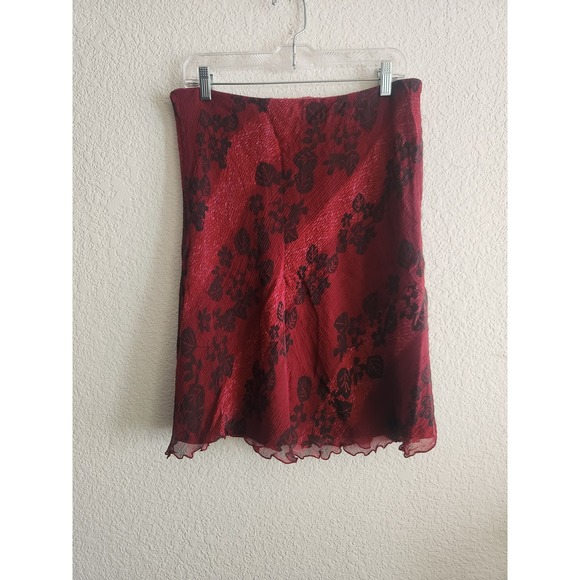 Y2k Hillard & Hanson Floral Mid 2 Layer Flowy Skirt L - Picture 1 of 4